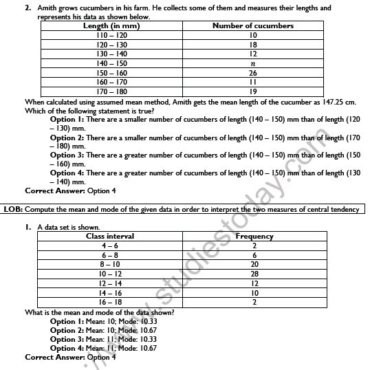 Maths Statistics And Probabilty Class 10 Mathematics Practice
